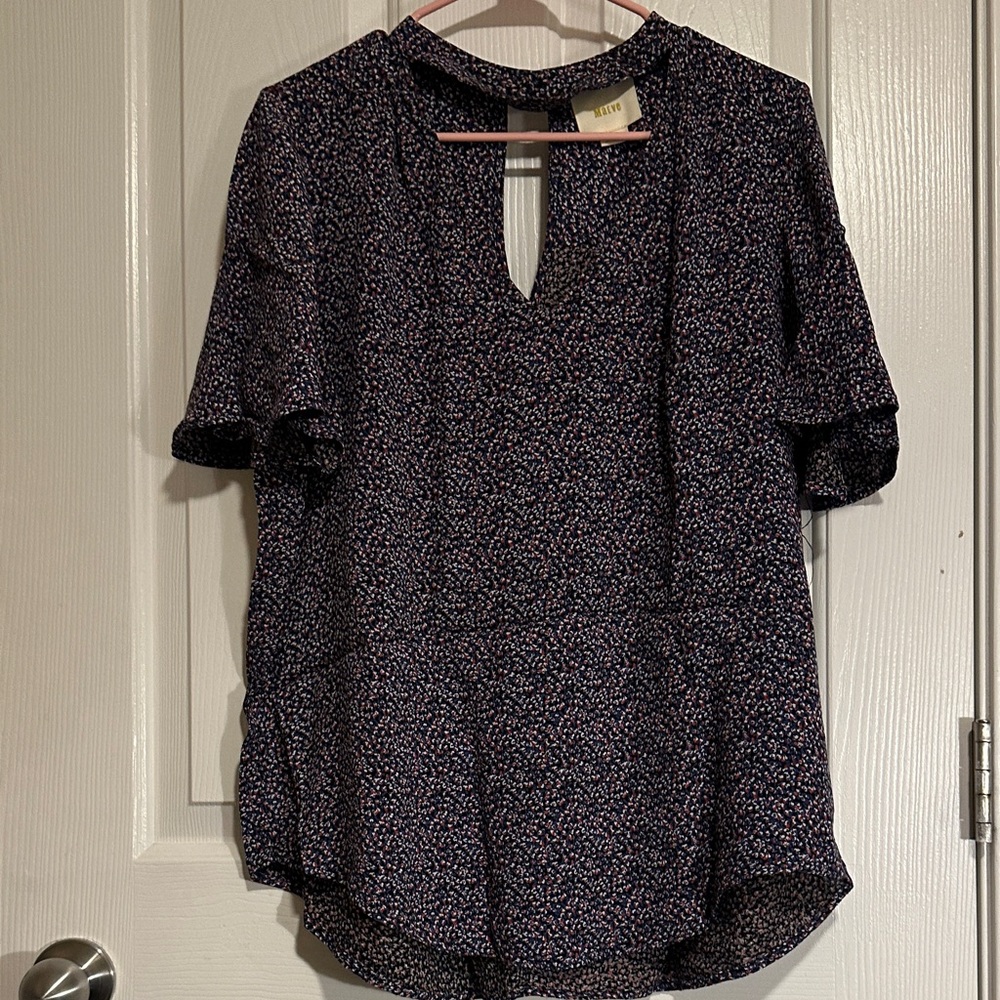 Maeve Navy and Pink Floral Blouse